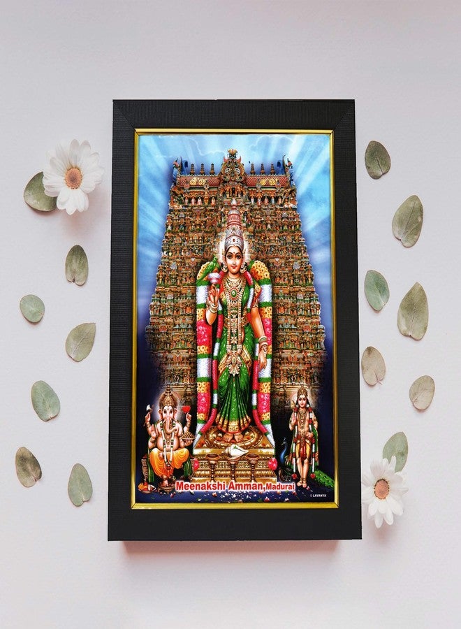 101Temples - Goddess Meenakshi Amman Wooden Photo Frame | Madurai | Meenatchi | Amman | Arulmigu | Angayarkannammai | 1 Piece | 10 x 13 | Matt Finish | Wood (Temple) - Image 2